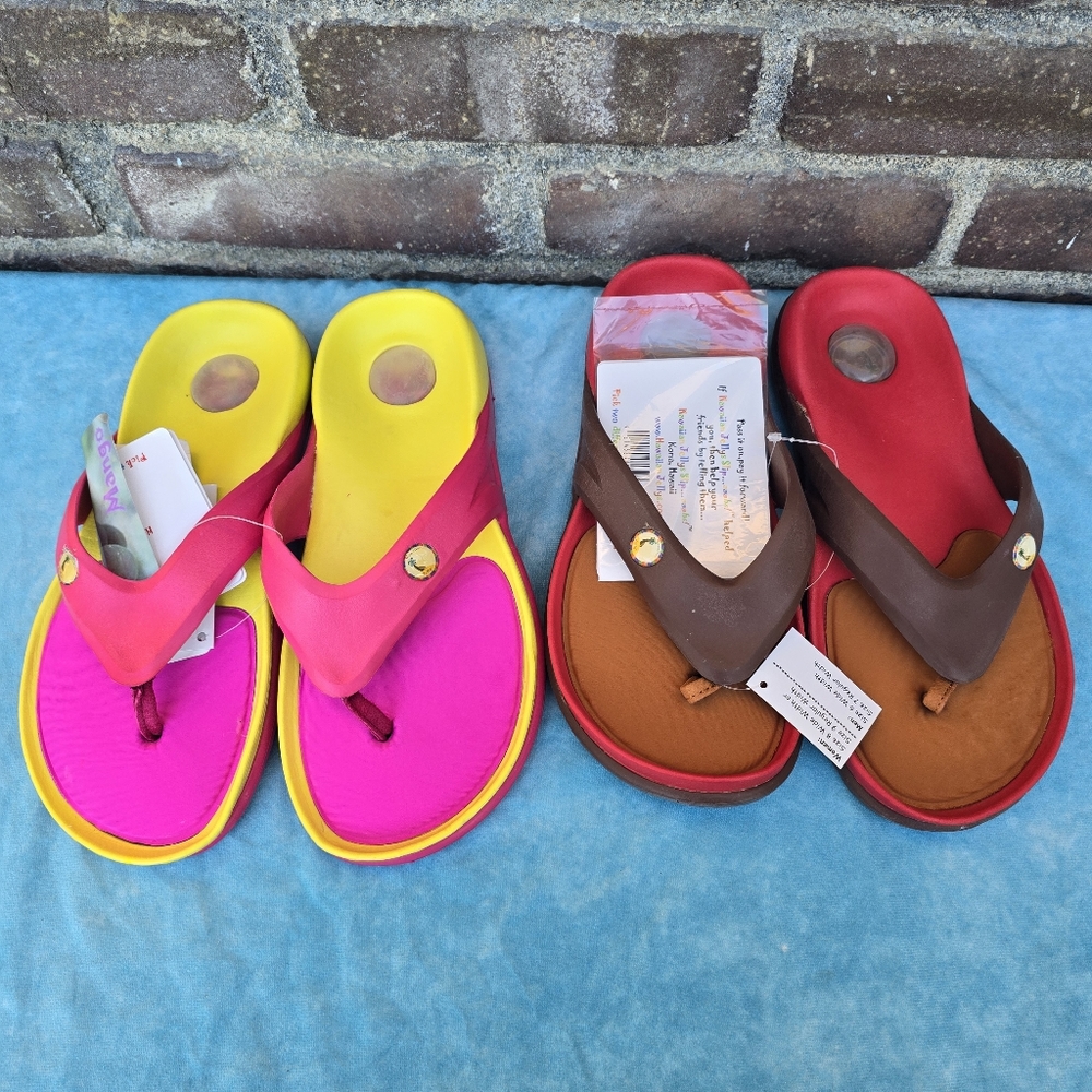 Bundle Hawaiian Jellys Slide Flip Flops Flat Sandals Women's Sz 8